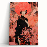 Maximalist Wall Art – Bold Surreal Portrait with Vibrant Floral Details