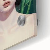 Maximalist Wall Art – Eclectic Portrait with Bold Stripes and Greenery