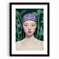 Maximalist Wall Art – Eclectic Portrait with Bold Stripes and Greenery
