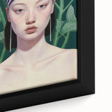 Maximalist Wall Art – Eclectic Portrait with Bold Stripes and Greenery