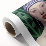 Maximalist Wall Art – Eclectic Portrait with Bold Stripes and Greenery