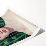 Maximalist Wall Art – Eclectic Portrait with Bold Stripes and Greenery