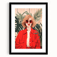 Maximalist Wall Art - Bold Portrait of Stylish Woman in Red for Eclectic Decor