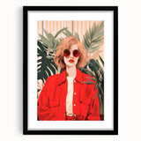 Maximalist Wall Art - Bold Portrait of Stylish Woman in Red for Eclectic Decor