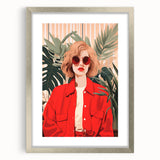 Maximalist Wall Art - Bold Portrait of Stylish Woman in Red for Eclectic Decor