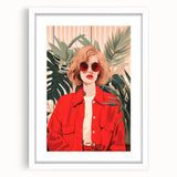Maximalist Wall Art - Bold Portrait of Stylish Woman in Red for Eclectic Decor