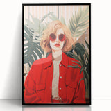 Maximalist Wall Art - Bold Portrait of Stylish Woman in Red for Eclectic Decor