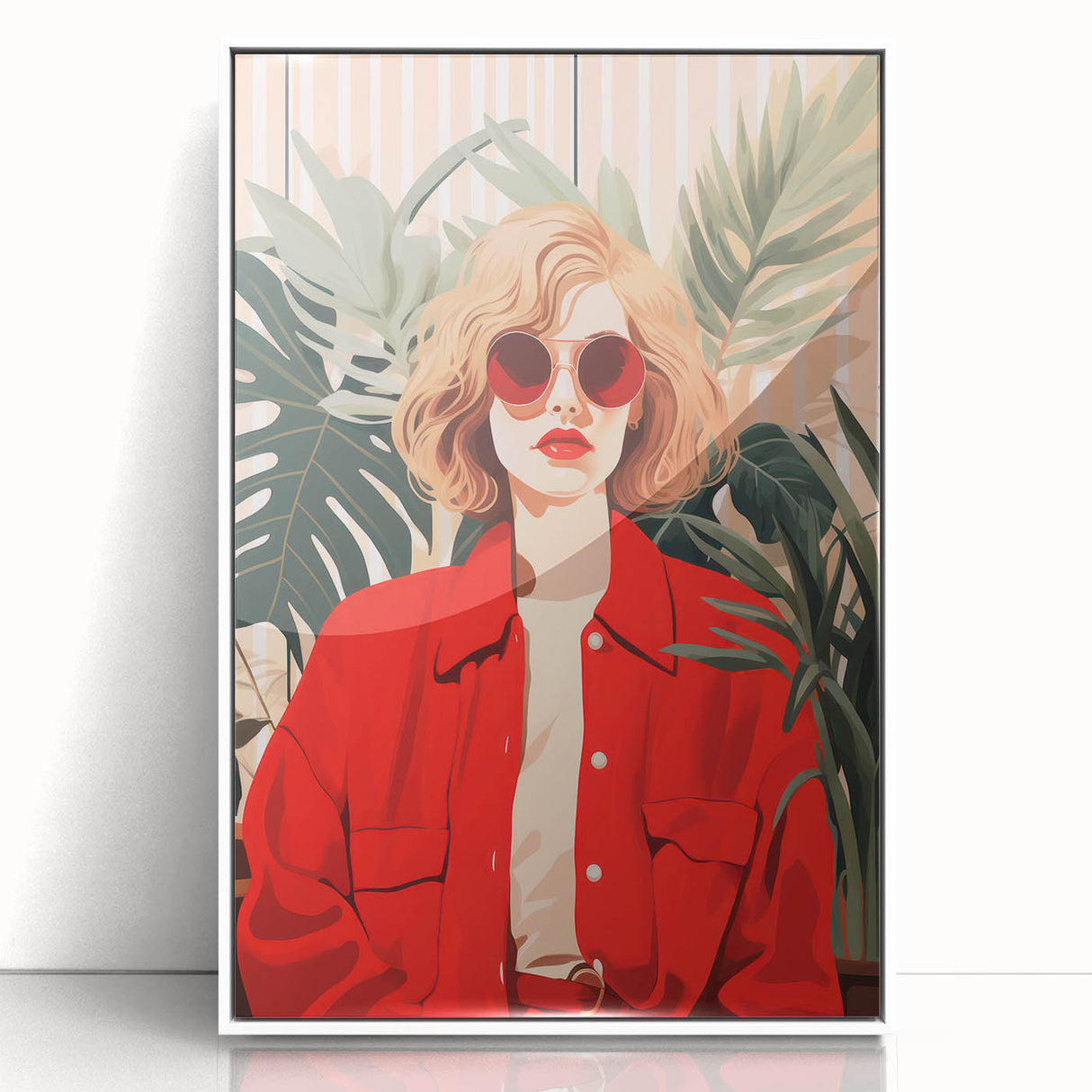 Maximalist Wall Art - Bold Portrait of Stylish Woman in Red for Eclectic Decor