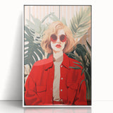 Maximalist Wall Art - Bold Portrait of Stylish Woman in Red for Eclectic Decor