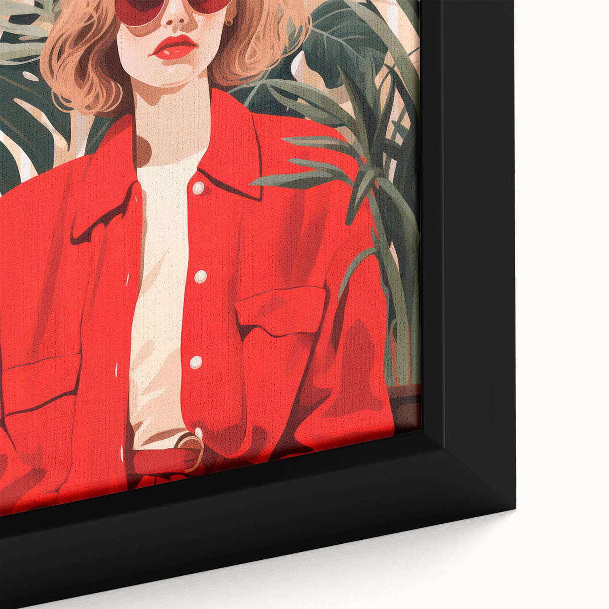 Maximalist Wall Art - Bold Portrait of Stylish Woman in Red for Eclectic Decor