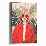 Maximalist Wall Art - Bold Portrait of Stylish Woman in Red for Eclectic Decor
