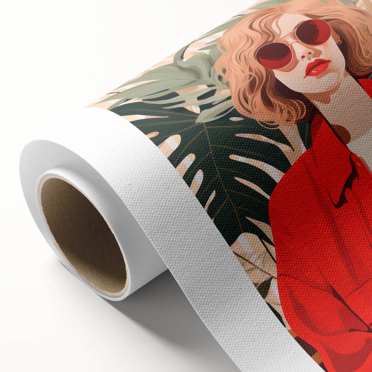 Maximalist Wall Art - Bold Portrait of Stylish Woman in Red for Eclectic Decor