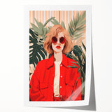 Maximalist Wall Art - Bold Portrait of Stylish Woman in Red for Eclectic Decor
