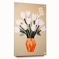 Maximalist Wall Art – Bold Geometric Floral Vase with White Tulips