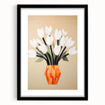 Maximalist Wall Art – Bold Geometric Floral Vase with White Tulips