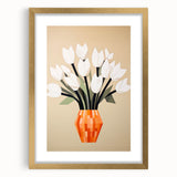 Maximalist Wall Art – Bold Geometric Floral Vase with White Tulips
