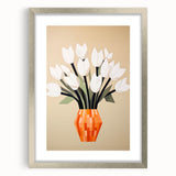Maximalist Wall Art – Bold Geometric Floral Vase with White Tulips