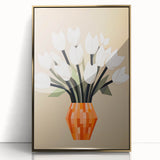 Maximalist Wall Art – Bold Geometric Floral Vase with White Tulips