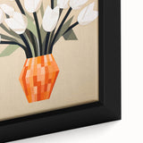 Maximalist Wall Art – Bold Geometric Floral Vase with White Tulips