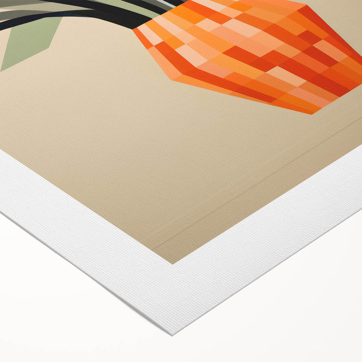 Maximalist Wall Art – Bold Geometric Floral Vase with White Tulips