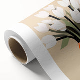 Maximalist Wall Art – Bold Geometric Floral Vase with White Tulips