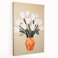 Maximalist Wall Art – Bold Geometric Floral Vase with White Tulips