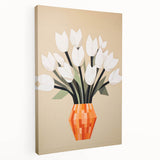 Maximalist Wall Art – Bold Geometric Floral Vase with White Tulips