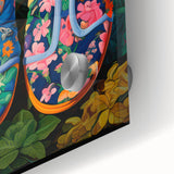 Maximalist Wall Art – Bold Floral Shoes with Vibrant Botanical Background