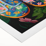 Maximalist Wall Art – Bold Floral Shoes with Vibrant Botanical Background