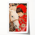 Maximalist Wall Art – Heartfelt Portrait of Child and Horse in Floral Red
