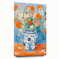 Maximalist Wall Art – Bold Floral Still Life in Blue and Orange Vase