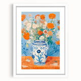 Maximalist Wall Art – Bold Floral Still Life in Blue and Orange Vase