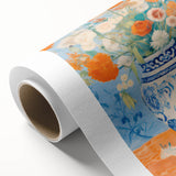 Maximalist Wall Art – Bold Floral Still Life in Blue and Orange Vase