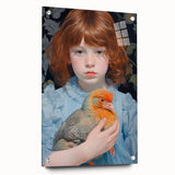 Maximalist Wall Art – Expressive Portrait of Child Holding a Bird