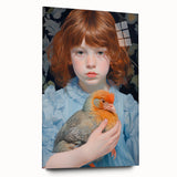 Maximalist Wall Art – Expressive Portrait of Child Holding a Bird