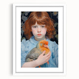 Maximalist Wall Art – Expressive Portrait of Child Holding a Bird