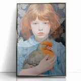 Maximalist Wall Art – Expressive Portrait of Child Holding a Bird