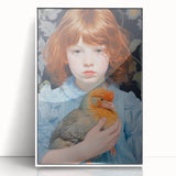 Maximalist Wall Art – Expressive Portrait of Child Holding a Bird