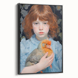 Maximalist Wall Art – Expressive Portrait of Child Holding a Bird