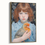 Maximalist Wall Art – Expressive Portrait of Child Holding a Bird