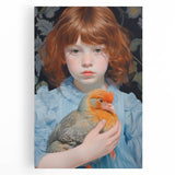 Maximalist Wall Art – Expressive Portrait of Child Holding a Bird