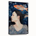 Maximalist Wall Art – Dreamy Underwater Portrait with Koi Fish