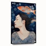 Maximalist Wall Art – Dreamy Underwater Portrait with Koi Fish