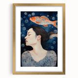 Maximalist Wall Art – Dreamy Underwater Portrait with Koi Fish