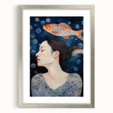 Maximalist Wall Art – Dreamy Underwater Portrait with Koi Fish
