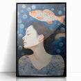 Maximalist Wall Art – Dreamy Underwater Portrait with Koi Fish