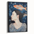 Maximalist Wall Art – Dreamy Underwater Portrait with Koi Fish