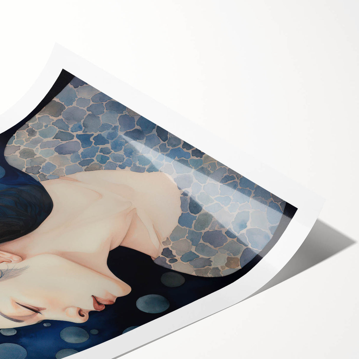 Maximalist Wall Art – Dreamy Underwater Portrait with Koi Fish