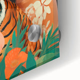 Maximalist Wall Art – Bold Portrait of Woman and Tiger with Floral Accents