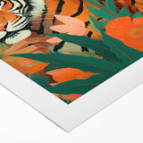 Maximalist Wall Art – Bold Portrait of Woman and Tiger with Floral Accents